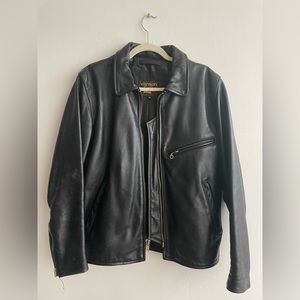 vintage black leather jacket